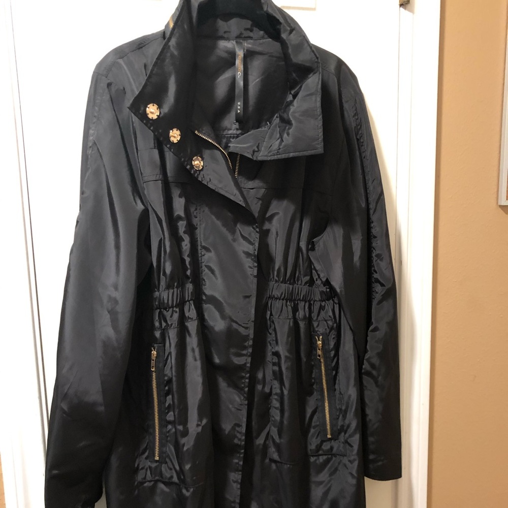 Long black rain jacket